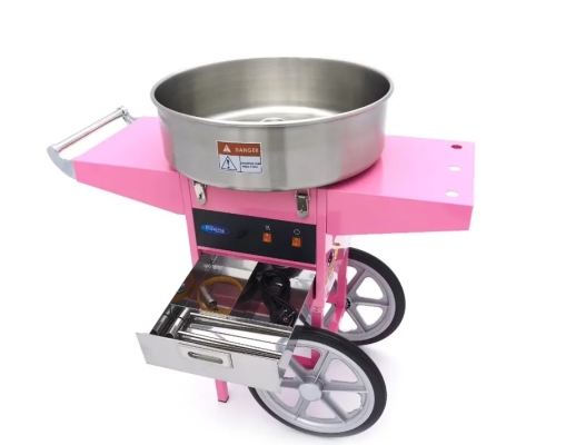 Machine à barbe à papa – Ø 52cm – Rose – avec chariot